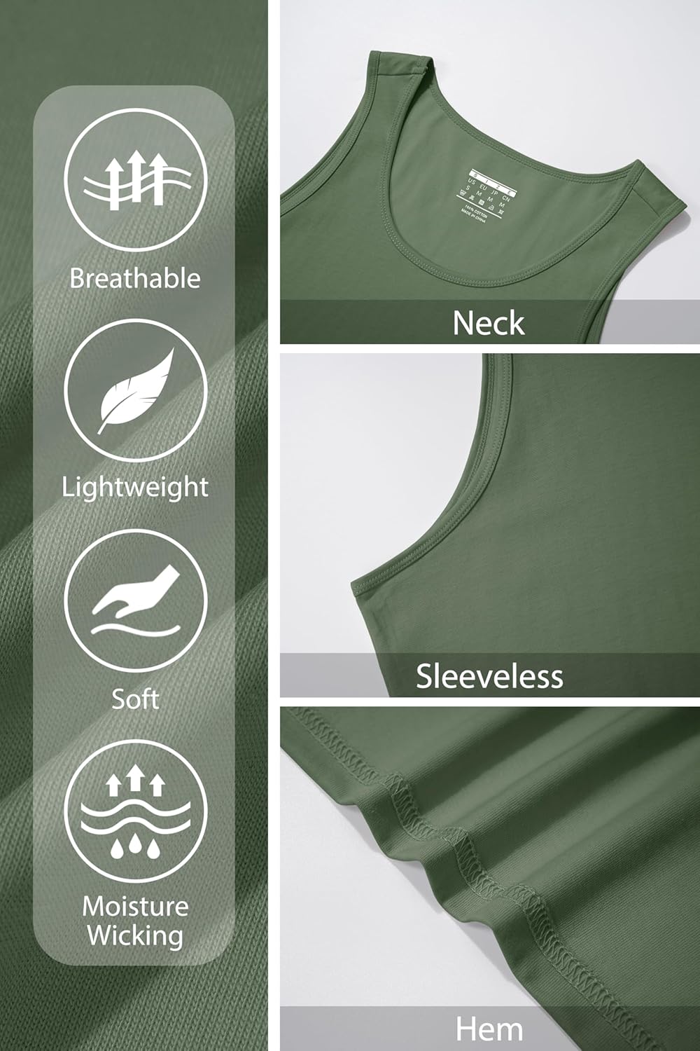 MAGNIVIT Cotton Workout Sleeveless Shirts for Men Quick Dry Muscle Shirt Lightweight Summer Running Tank Tops - Image 5