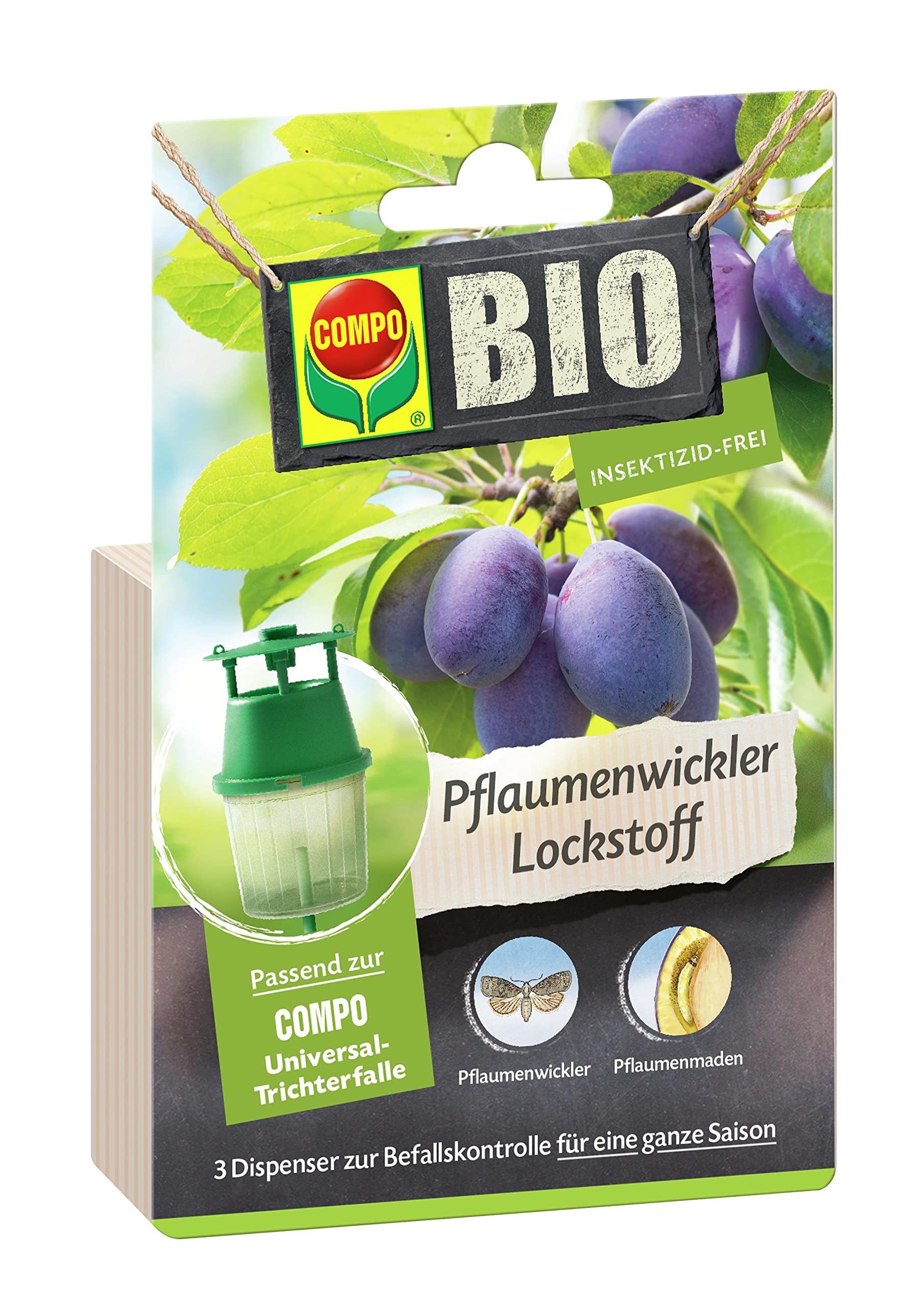 COMPO Organic Plum Wrapper All-Season Attractant Suitable for Compo Funnel Trap (Sold Separately), Dispenser Pack of 3-picture-21