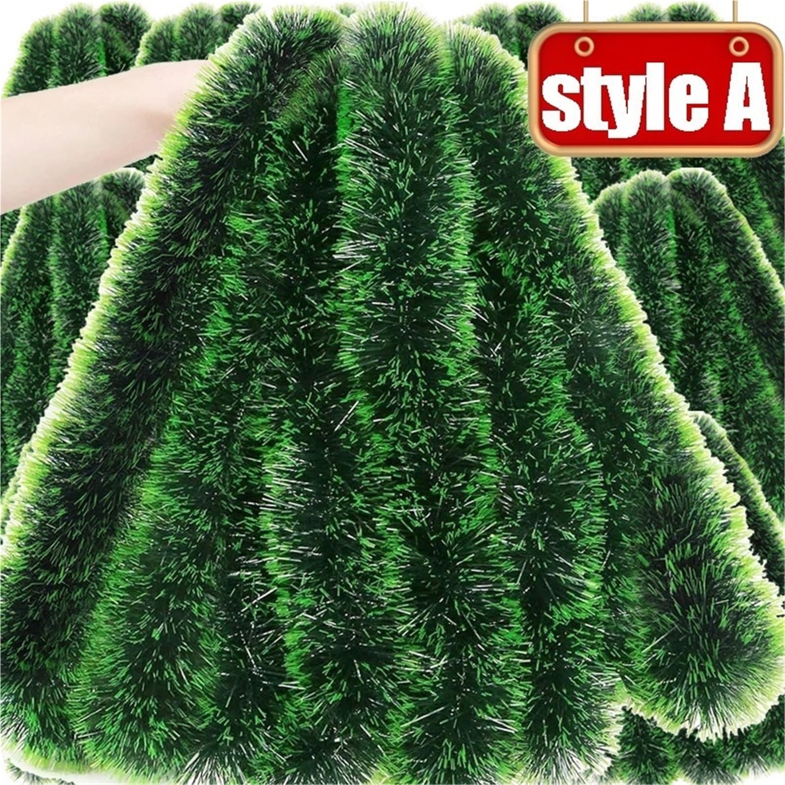 Weihnachtsgirlande Weihnachten grün Zuckerrohr Bänder Girlande Lametta hängen Anhänger Kranz Bänder Weihnachtsbaum Ornament Hochzeit Party Dekoration(Green,5000CM (25Roll))