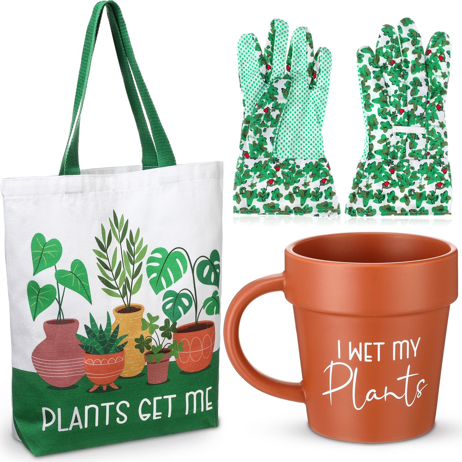 Hestya 3 Pieces Gardening Gifts for Women - Plant Lover Gift Set with Plant Mug, Canvas Tote Bag & Gardening Gloves, Funny Gifts for Mum, Her, Teacher, Birthday, Mother's Day, Christmas