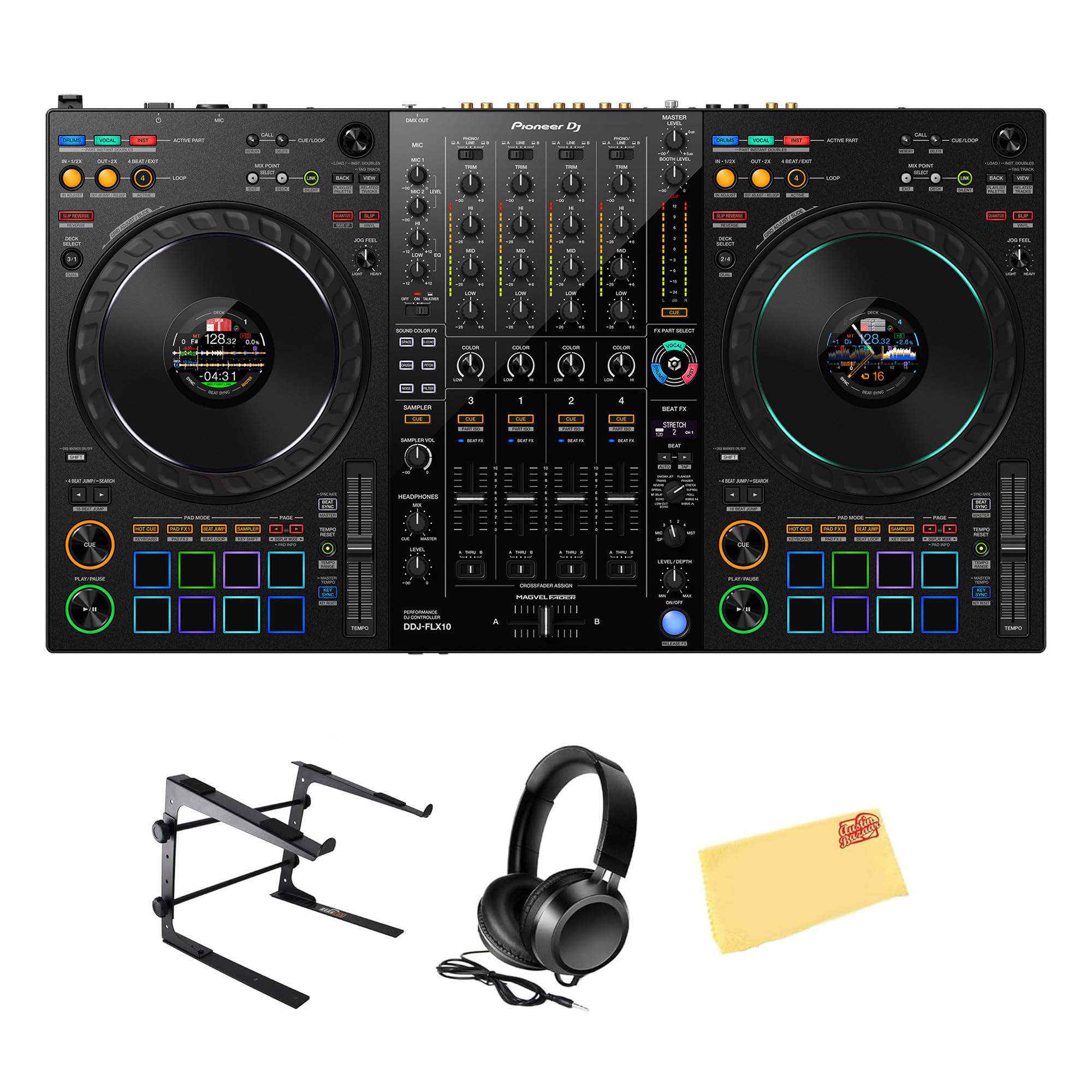 Amazon.com: Pioneer DJ DDJ-FLX10 4 通道專業DJ 控制器- 黑色套裝,附