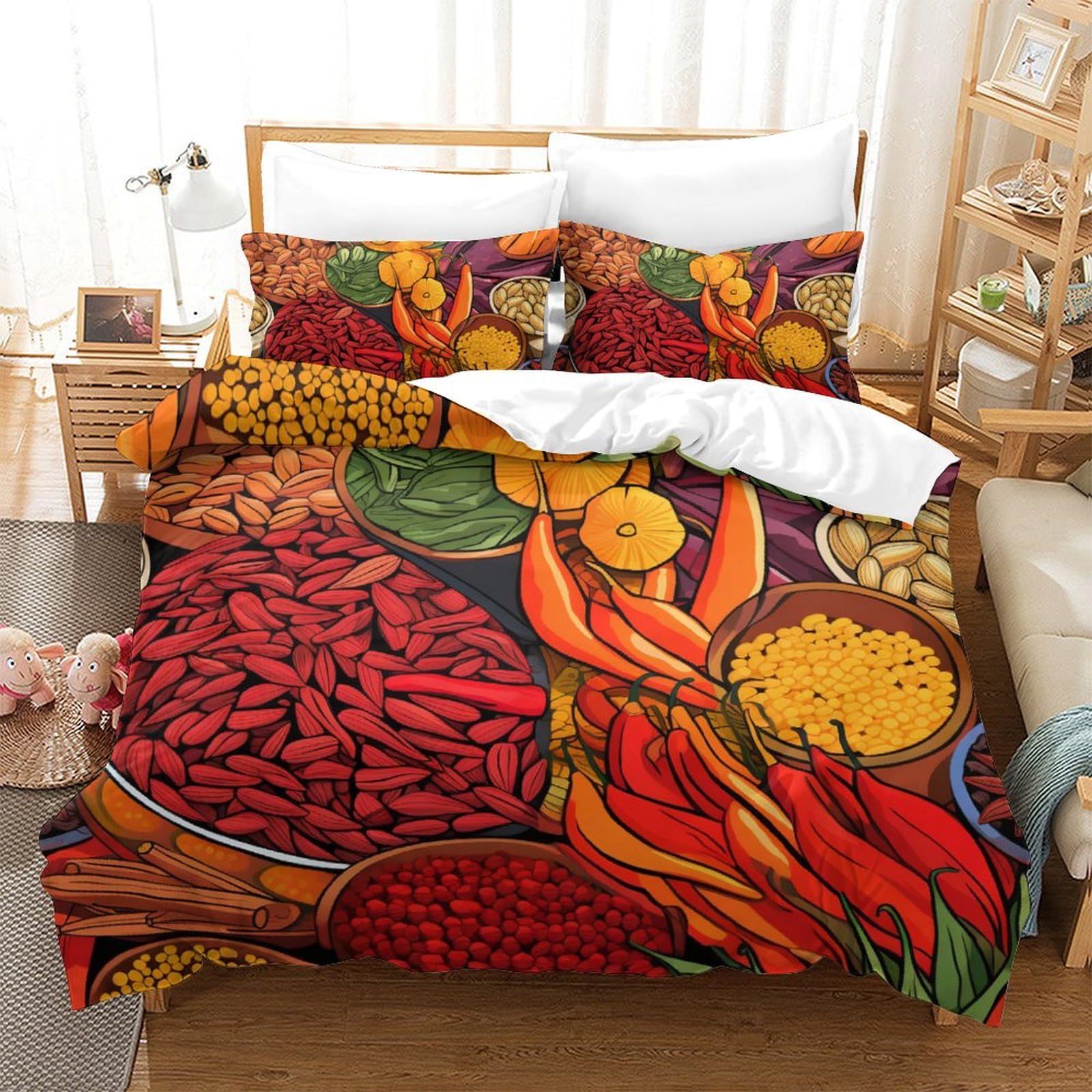Housse de couette 3D respirante et parure de lit en microfibre super douce King 220x240cm