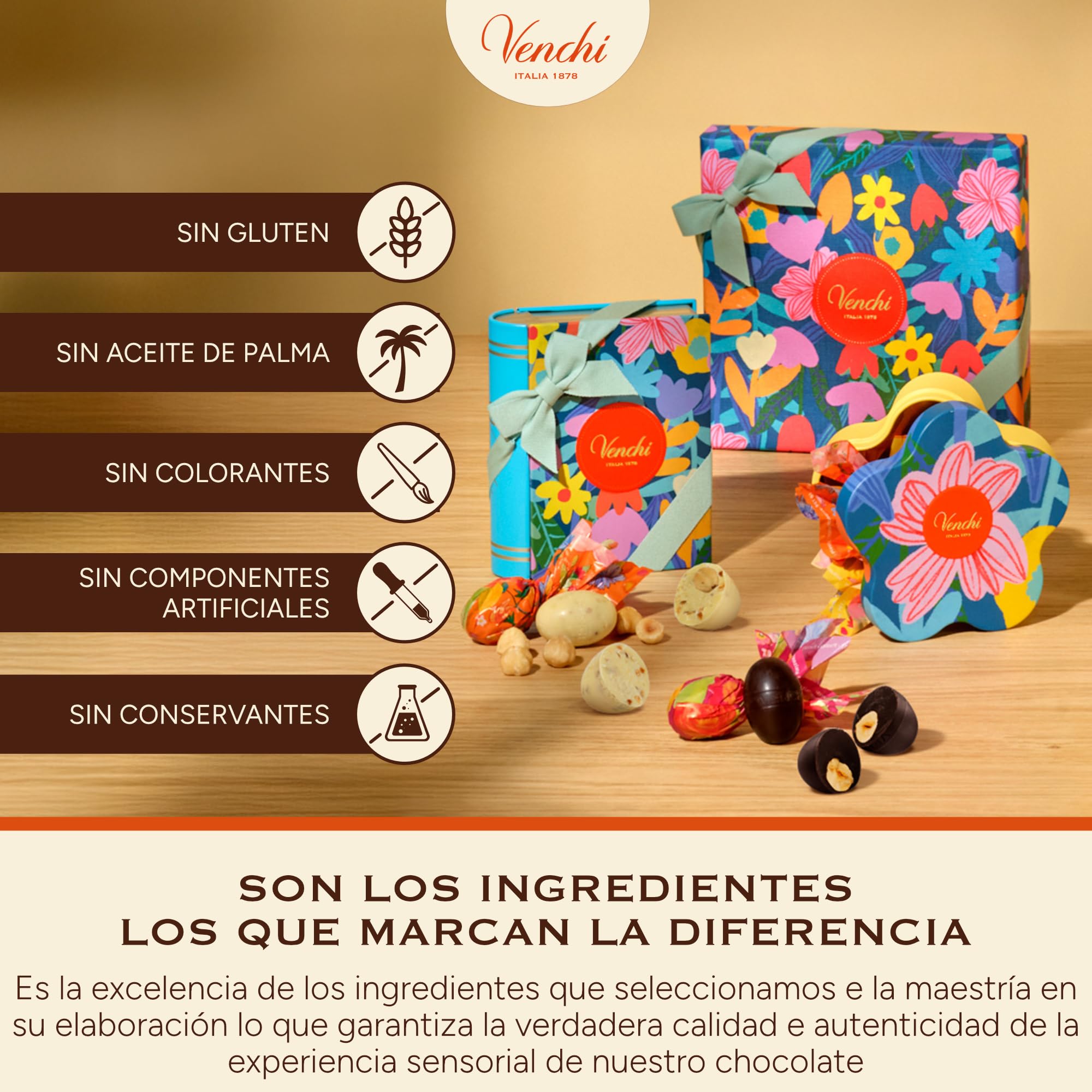 Venchi - Lata con Forma de Flor, 60 Gr, 5 Bombones Perla, Sin Gluten, Colección de Primavera Venchi, Idea de Regalo para el Día de la Madre