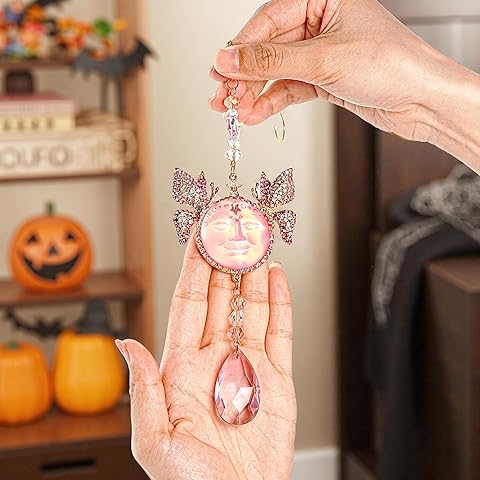Hanging Ornament Crystal Sun Catcher Sun God Smiley Face Window Hanging Halloween D...