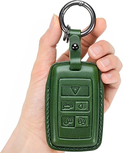 Funda para llavero Land RoverJaguar de piel auténtica con llavero, compatible con Evoque Velar Sport, Cian Funda para llavero Land RoverJaguar de piel auténtica con llavero, compatible con Evoque Velar Sport, Cian