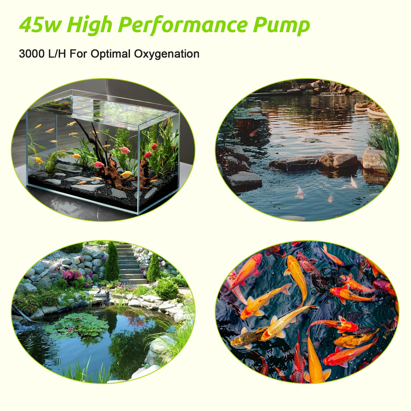 30cm Teichwasserfall-Set mit Pumpe, Licht, 3000L/H Edelstahl Wasserfall-Überlauf-Set mit 3 m Schlauch Wasserfallpumpe für Gartenteich, Hinterhof-Wasserspiele, Koiteich Wasserfall-Brunnen