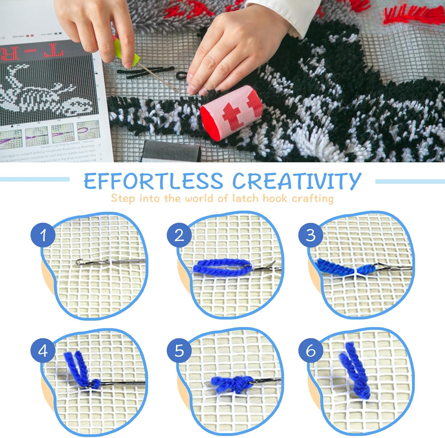 ZFFLYH Latch Hook Kits for Adults DIY Throw Pillow Cover, DIY Crochet Yarn Kits Needlework Crafts Arts with Printed Canvas Home Decor Festival Gift 17X17inch,Love