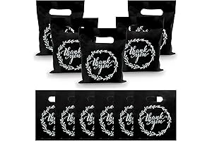 TOSPARTY 100PCS Plastic Thank You Merchandise Bags for Grand Birthday Parties and Holiday Events
