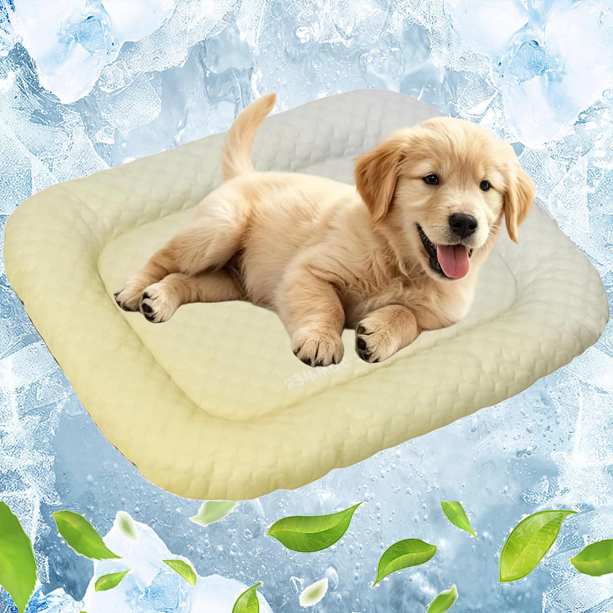 Cooling Gel Mat For Pets, Cat Cooling Mat-Summer Heat Relief Pad Breathable Cool Pad, Foldable Cooling Pad Self Heat Relief Cooling Technology, Washable Scratch for Dogs Cats (Jaune, XL 60 * 80)