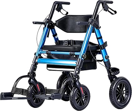 Ambliss 2-in-1 Rollator Transport Wheelchair Combo for Seniors with seat