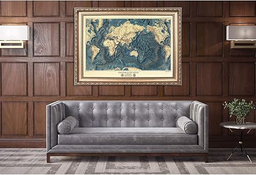 Miniatura 4 de Mapa de los Mundos Pisos Oceánicos y Alivio de la Tierra. 1976. Hardware de Restauración Vintage Estilo Home Deco Old Wall Reproducción mapa Imprimir