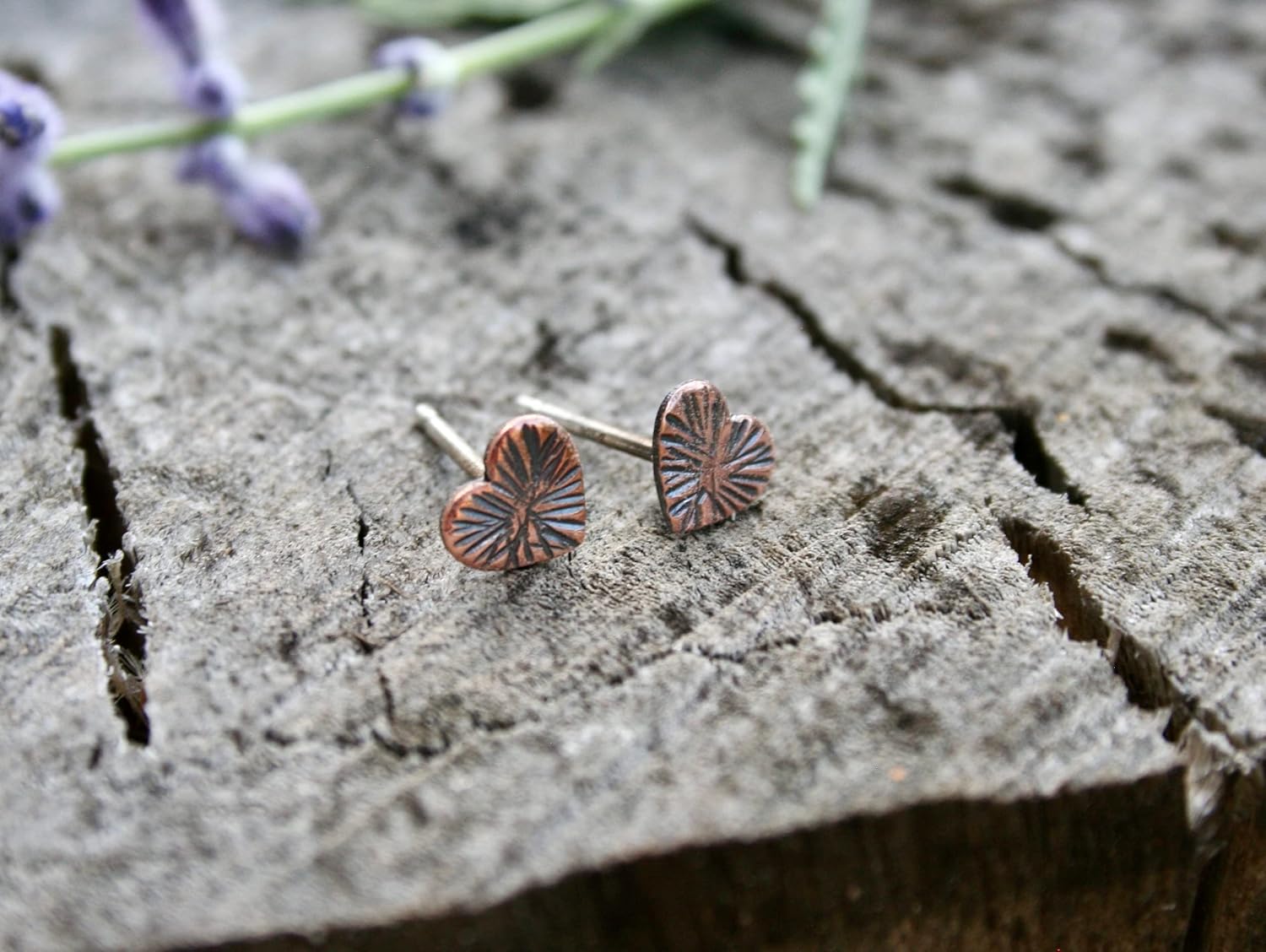 Rustic Western Style Copper Heart Earrings, Bohemian Earrings, Cowgirl Jewelry