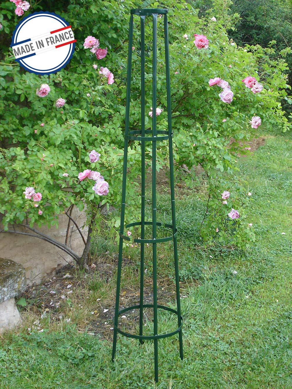 Louis Moulin 3824 Tuteur Colonne Corset Conique Métal Vert Sapin 200 cm - Made in France