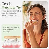 Vista 7 de Paquete de 10 cepillos de dientes de bambú, sin BPA, cerdas suaves, ecológicos, cepillo de dientes de madera natural
