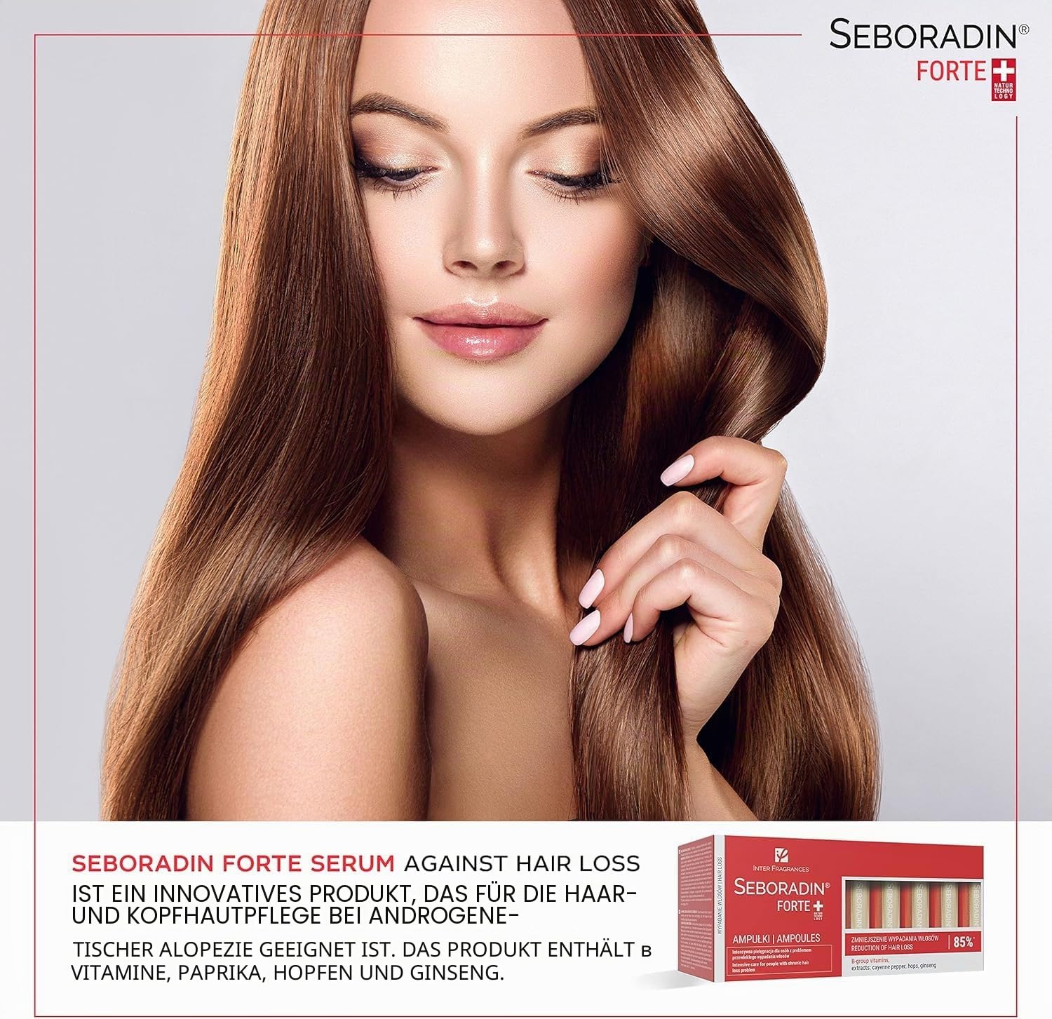 Seboradin Ampullen Gegen Haarausfall Haarverlust Haarverdünnung Haarwachstum Serum Für Frauen Männer Vitamine Natürliche Extrakte Haar Kopfhaut Pflege Haarserum Haarpflege 14 x 5,5 ml Forte