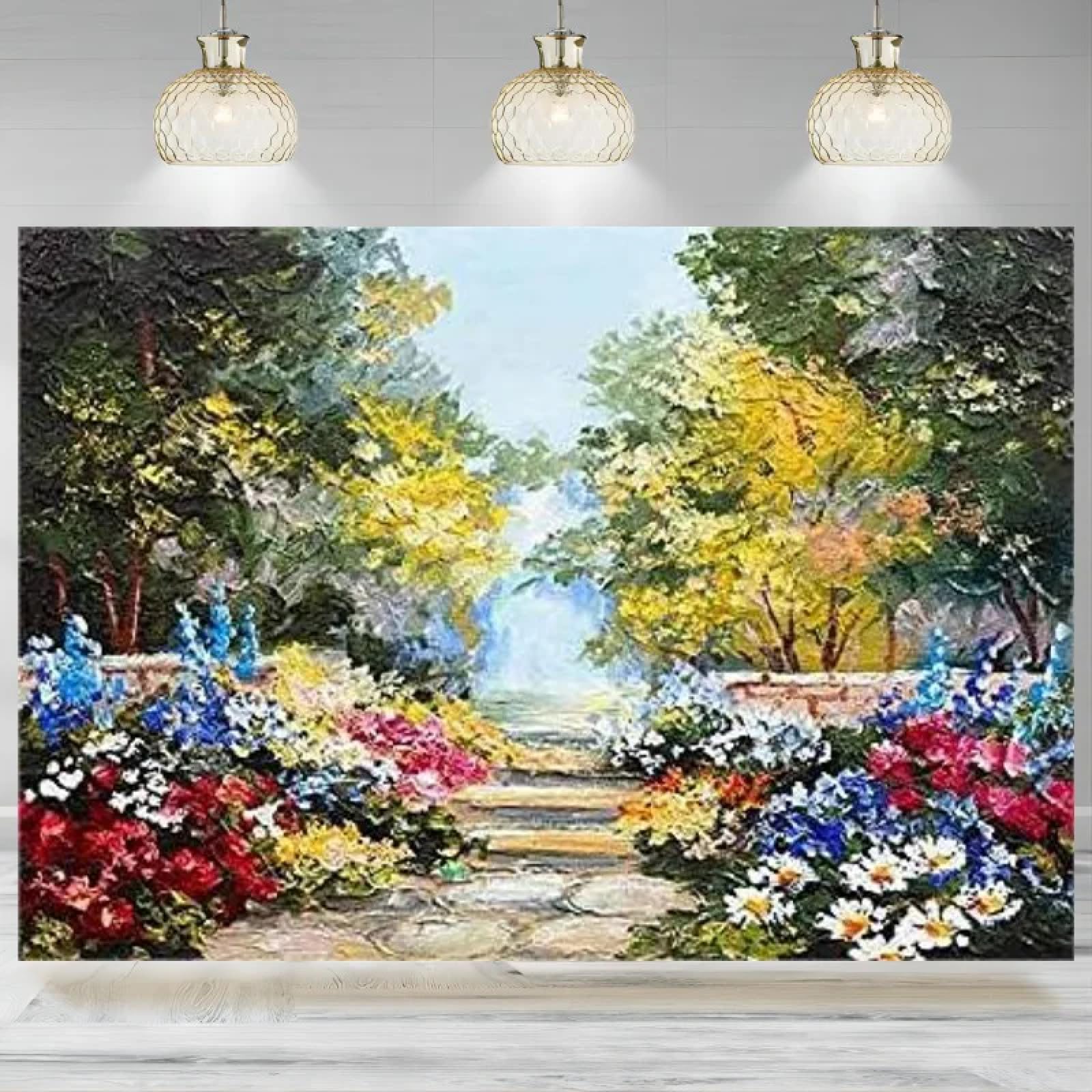 Wiosna ogród kwiatowy tło fotograficzne obraz olejny kwiat urodziny baby shower tło impreza dekoracja baner 440 x 300 cm