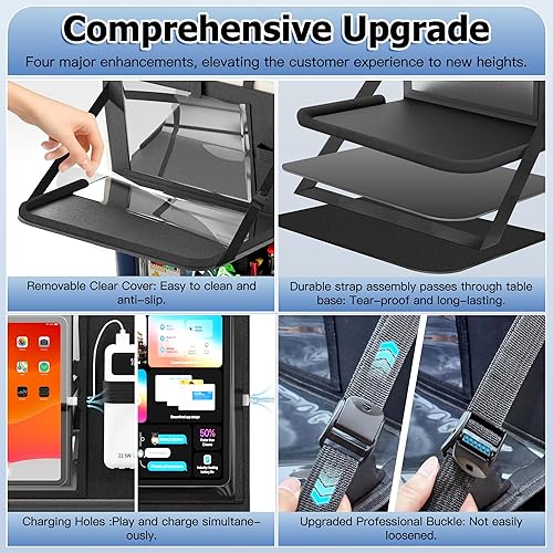 Miniatura 4 de KaiCross Organizador de asiento trasero de automóvil con soporte para mesa, 10 bolsillos de almacenamiento, organizador de asiento trasero de