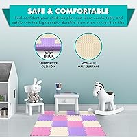 Vista 48 de ProSource Alfombra de espuma para rompecabezas para niños y bebés con colores sólidos, 36 o 16 azulejos encajables con bordes, Negro/Gris/Blanco