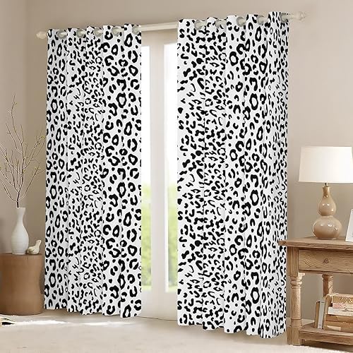 Miniatura 2 de Cortinas de ventana con estampado de leopardo blanco y negro, cortinas de ventana con estampado de guepardo, para hombres, África, animales, vida