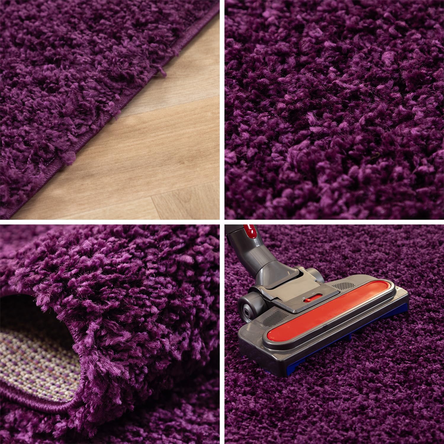 SIMPEX Shaggy Hochflor Teppich, 200 cm Rund, Lila, weich, flauschig, modern, einfarbig, Perfekt als zentrales Wohnaccessoire, für Wohnzimmer Schlafzimmer Flur