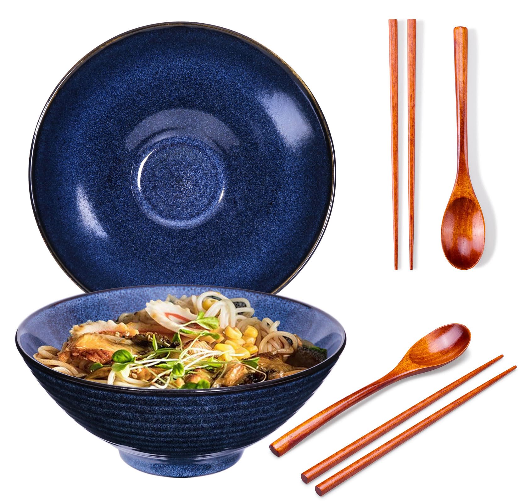 Ceraozmus Ramen Bowl Set Made of Ceramic Set of 8