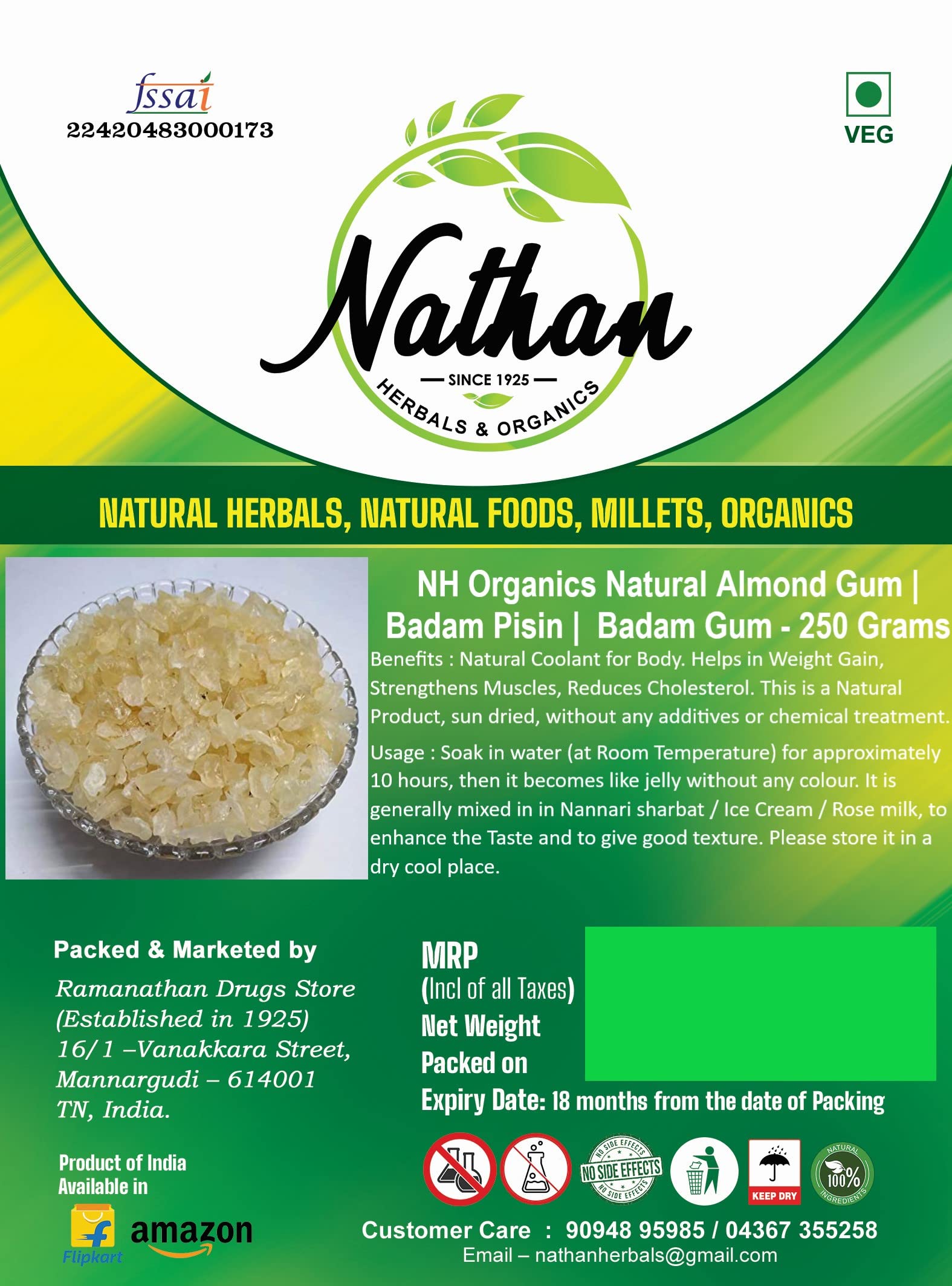 NH Organics Natural Almond Gum | Badam Pisin | Badam Gum - 1 kg (B0BDXBJ57R) Amazon Price History, Amazon Price Tracker
