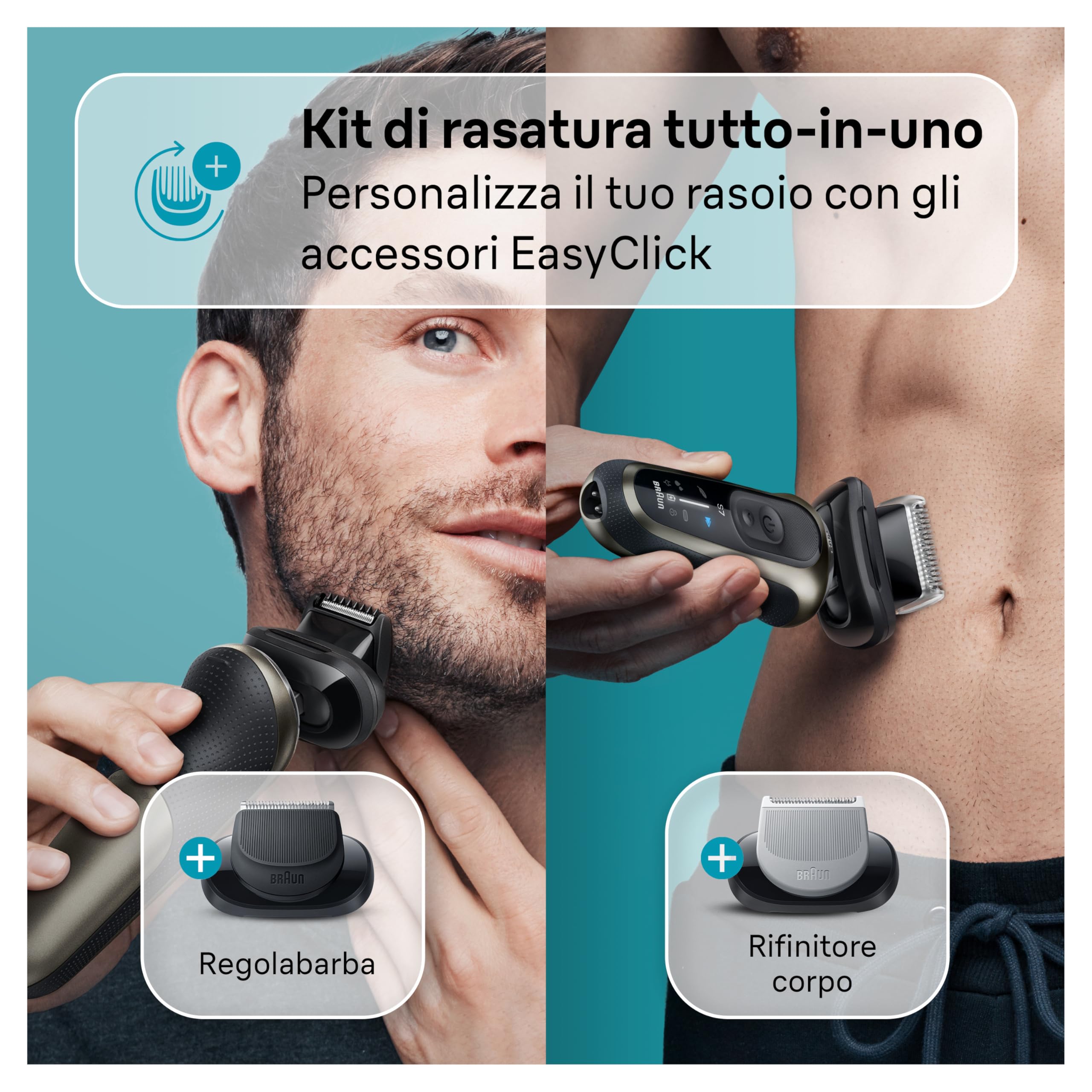 Braun Serie 7 Rasoio Elettrico Barba 72-C650cc, 2 Accessori, Smartcare, Oro