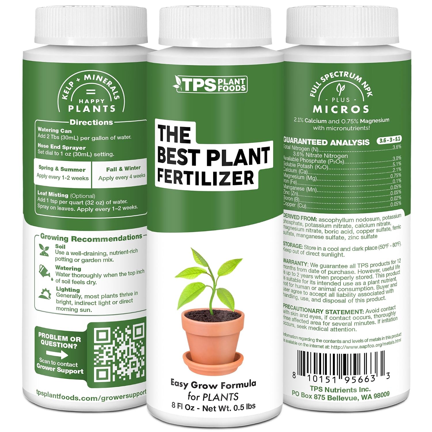 The Best Plant Fertilizer – Liquid Plant Food for Lush Growth, Stronger Roots & Vibrant Plant Health, 32 oz