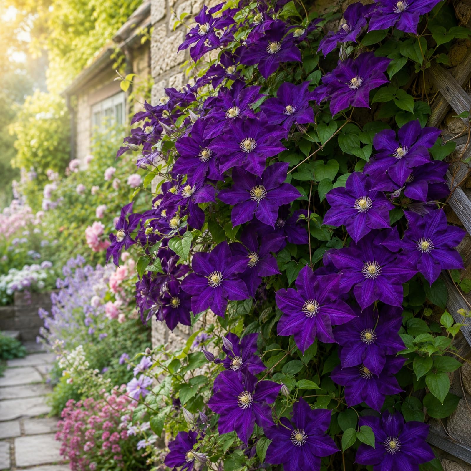 Incantevole Rizomi Clematide Varietà Perenni Rare, Resistenti, Splendide in Giardino- ideale per giardino e aiuole-15 Bulbi-C