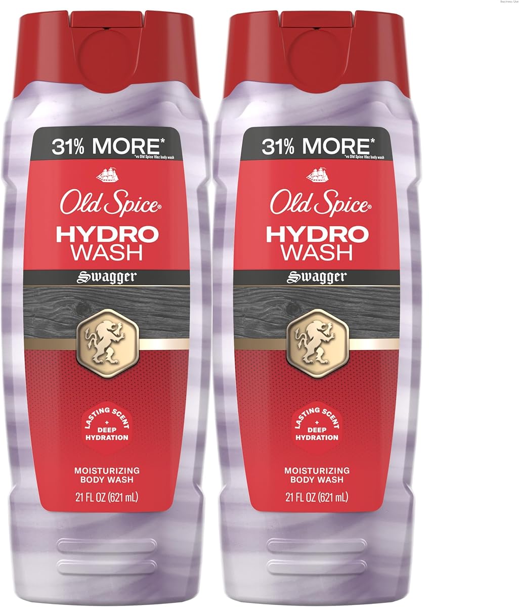 Moisturizing Body Wash for Men, Hydro Wash, 2-in-1 Long Lasting Scent & Deep Hydration, 24/7 Shower Fresh, Swagger Scent, 21 oz (Pack of 2)