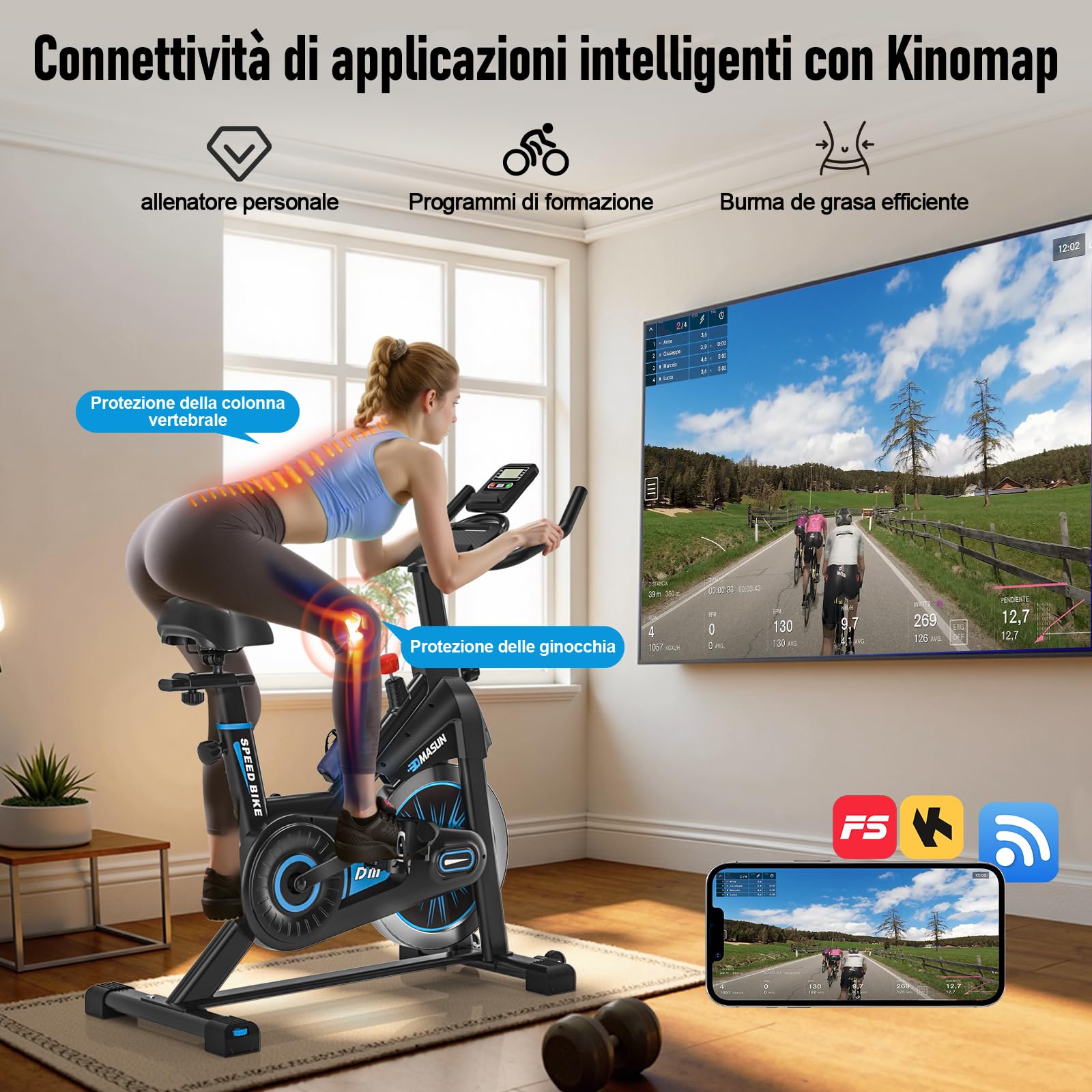 DMASUN Cyclette da Casa con Resistenza Regolabile, Cyclette Professionale con Portabicchieri e LCD Migliorata, Comodo Cuscino, Capacità 160Kg