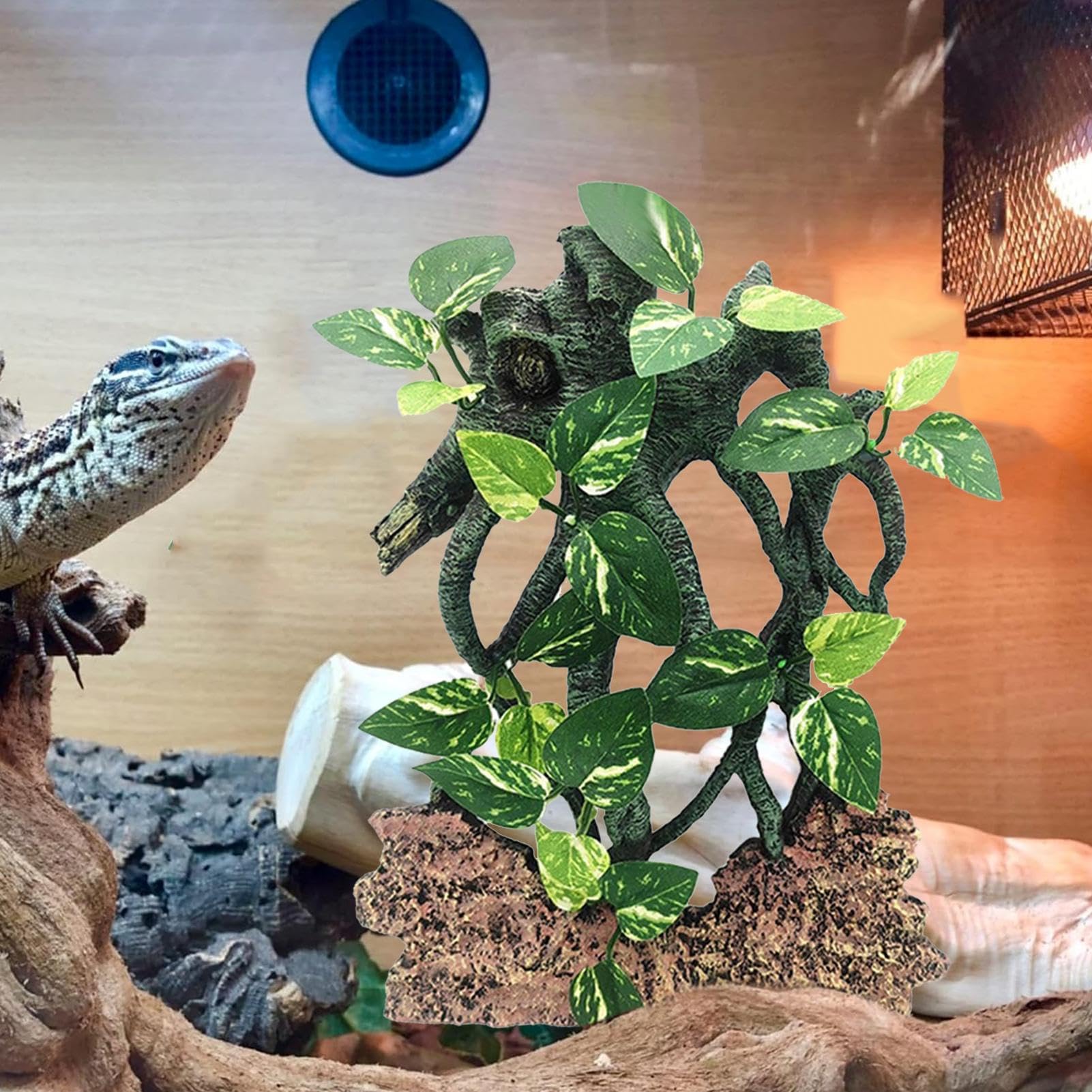 Reptilien Kletterzweig Saugnapf Baum mit Blättern Flexibel Lebensraum Natur Gehege Zubehör Schlange Bartagame Terrarium Dekoration