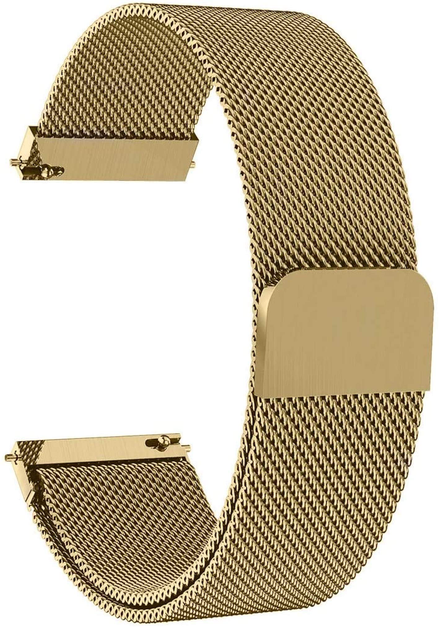 Stainless Steel Milanese Loop Adjustable Magnetic Band Strap Compatible with Huawei Watch GT/GT2/GT2e (46mm), Honor Magic Watch 2 46mm, Honor Magic Watch 46mm, Watch GS Pro (Gold)
