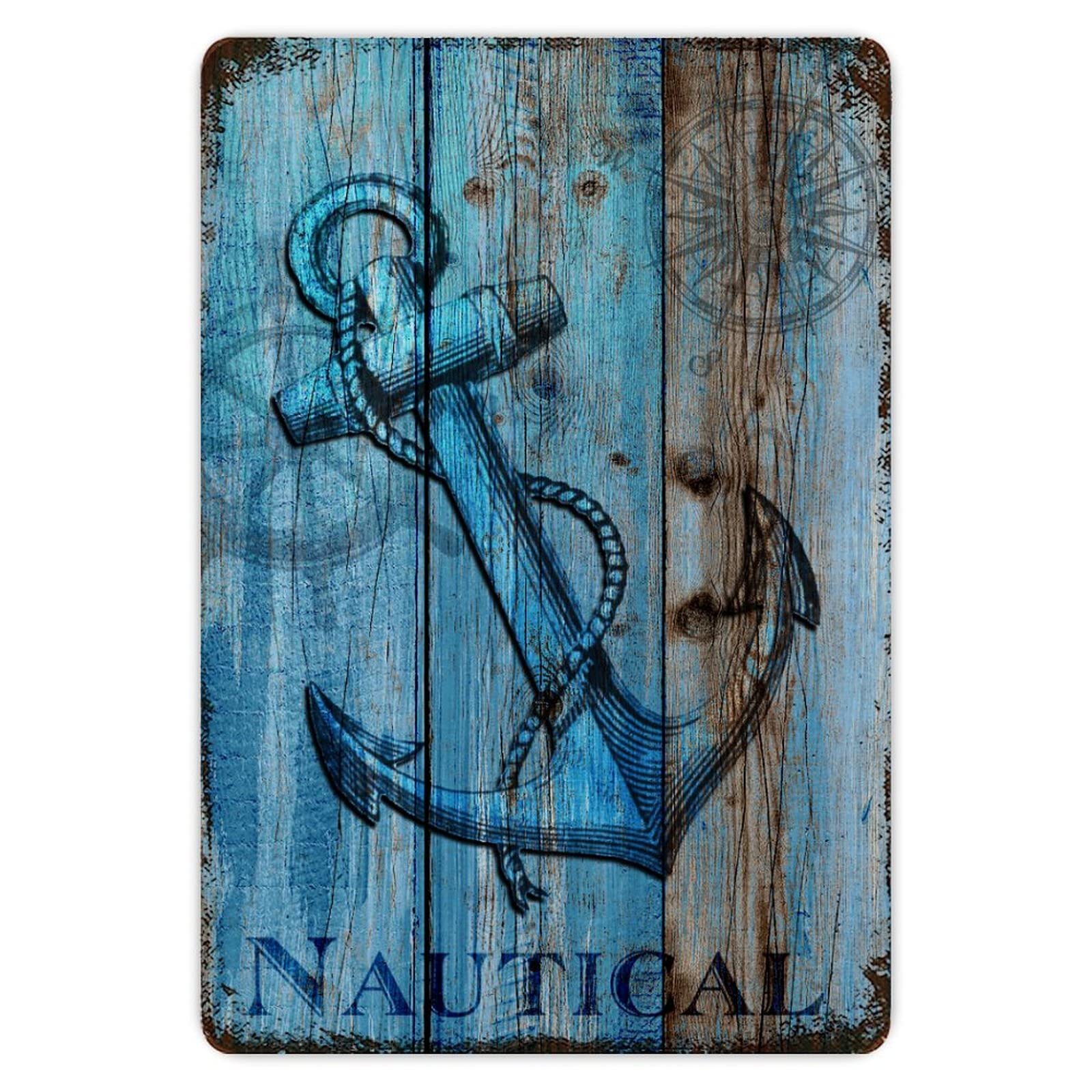 Nautical Retro Anchor Vintage Metal Tin Sign 8x12 inch Aluminum Sign for Kitchen Bars Restaurants Cafes Pubs Wall Decor