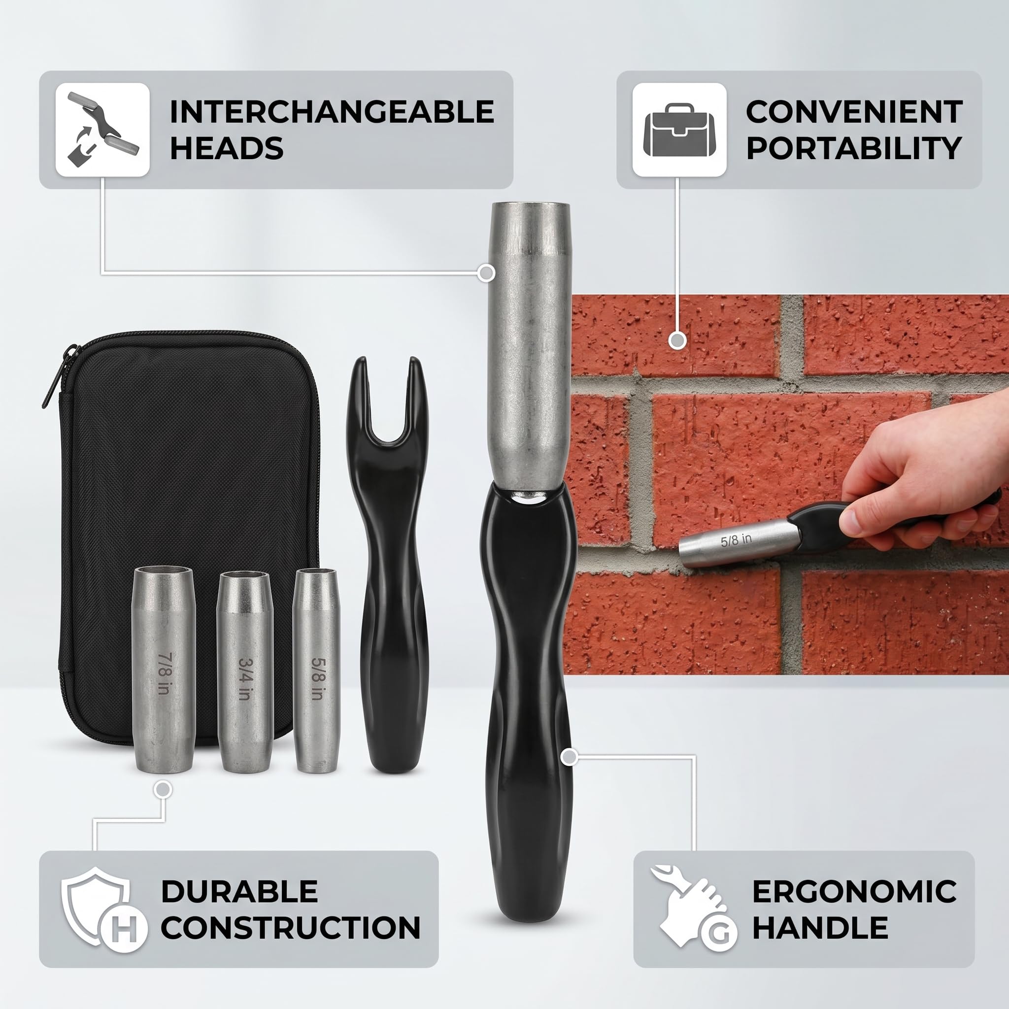 Truelle à briques pour maçonnerie, outil de construction portable pour mur 1/2", 5/8", 3/4", 2,2 cm