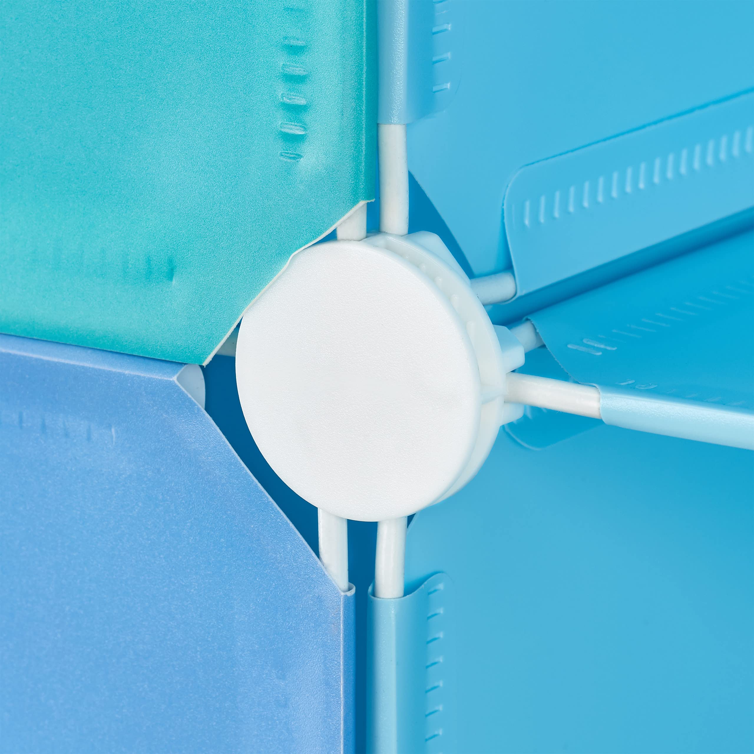 Étagère Rangement Enfants casier modulable Plastique Animaux penderie Armoire Portes Tringle, Bleu