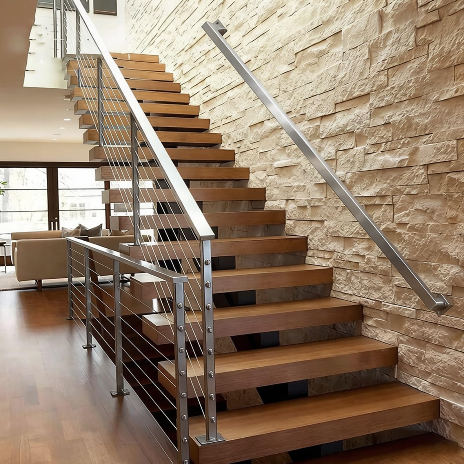 Liyadolaam Women's One Color Barrier-Free Stairway Railing, Non-Slip Banister Rail For Walls, Rust-Resistant, Stainless Steel Staircase Handrail For Elderly And Disabled(14Ft/420Cm)
