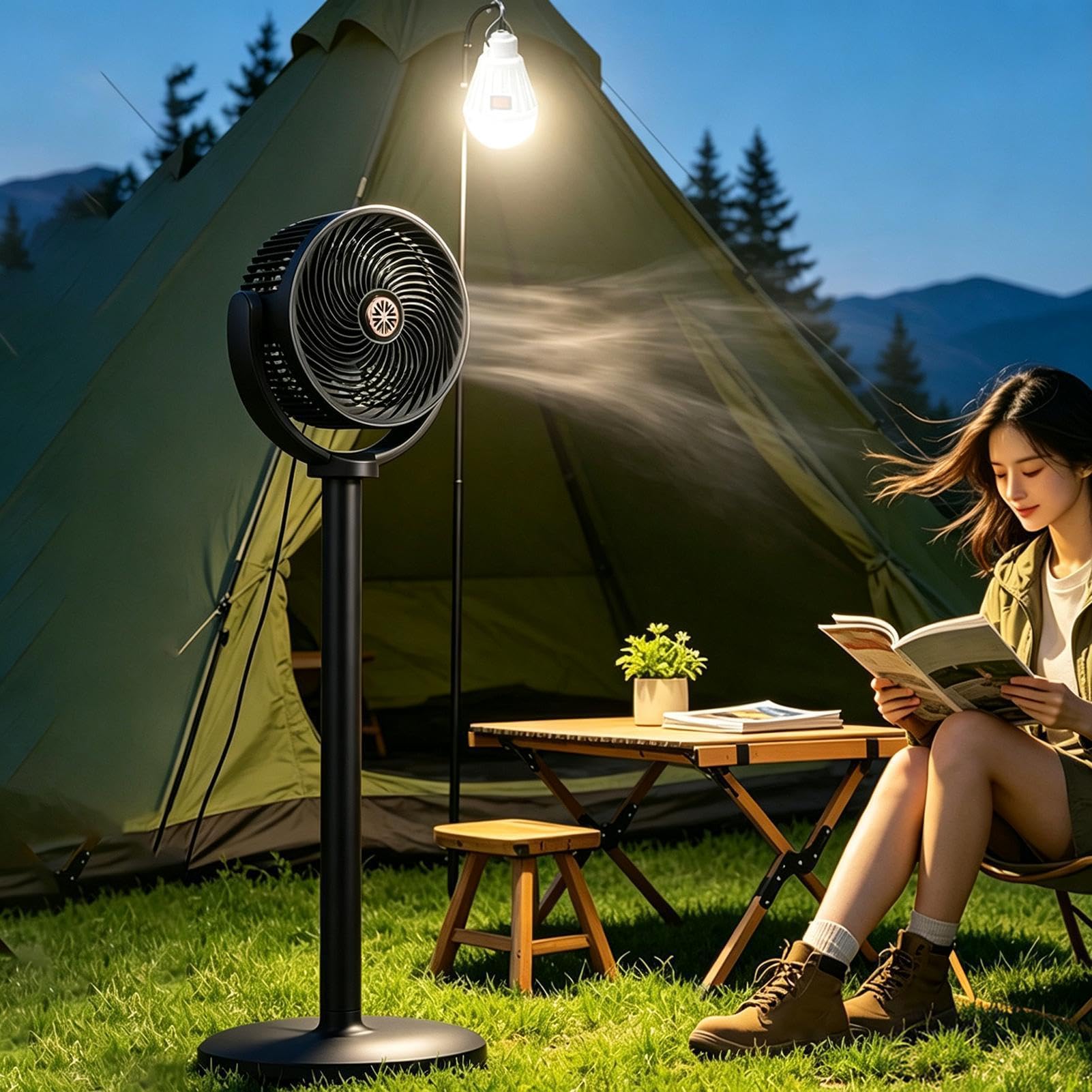 Ventiladores De Pie Solares Para El Hogar Silencioso, Recargable Por USB | Ventilador Solar Portátil de Pie para Cocina, Habitación, Sala de Estar, Dormitorio, Oficina, Camping y Jar