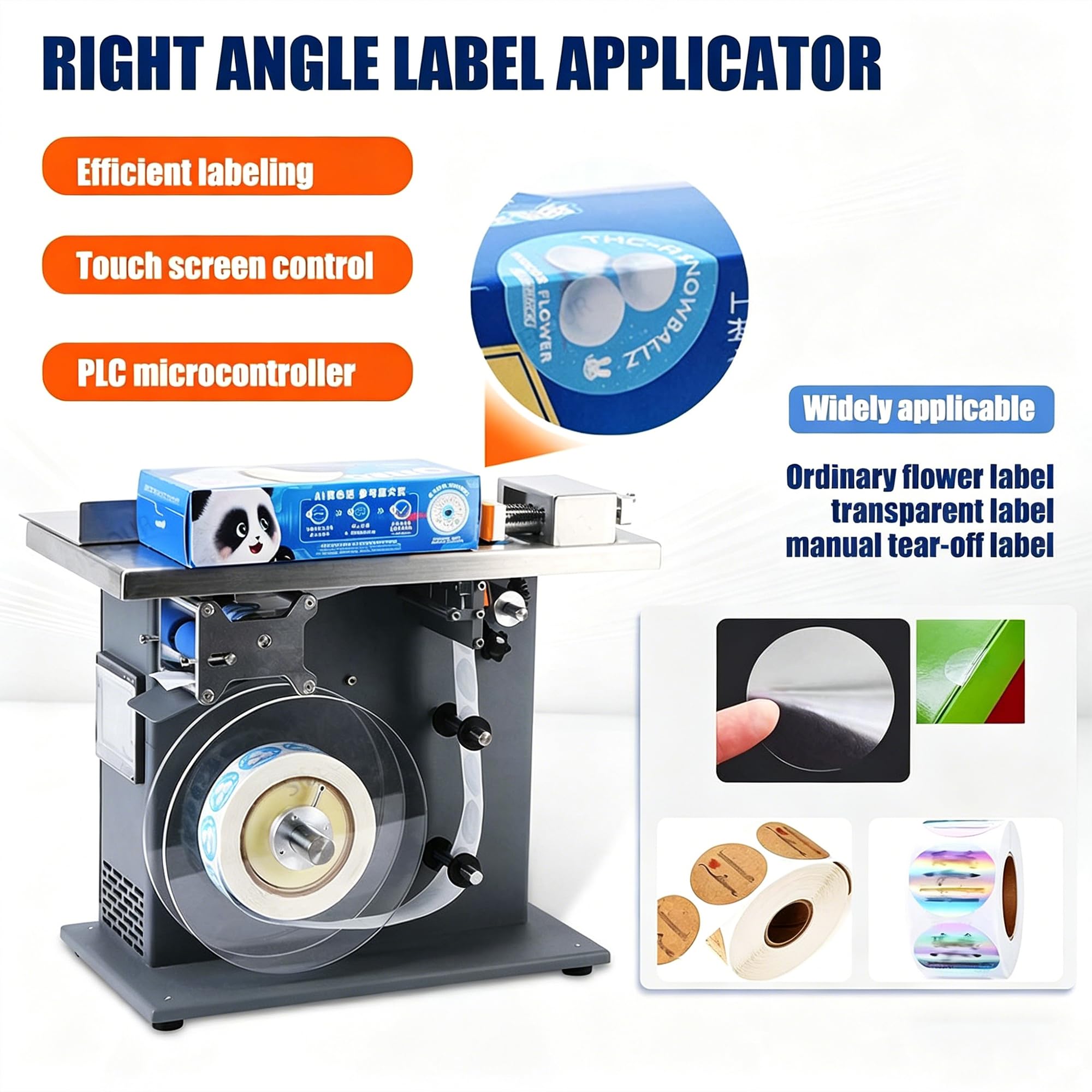 Applicateur d'étiquettes d'angle à 90 degrés, étiqueteuse semi-automatique, écran tactile PLC, précision ± 0,5 mm, 15 à 30 pièces/min, pour cosmétiques, électronique, emballage alimentaire