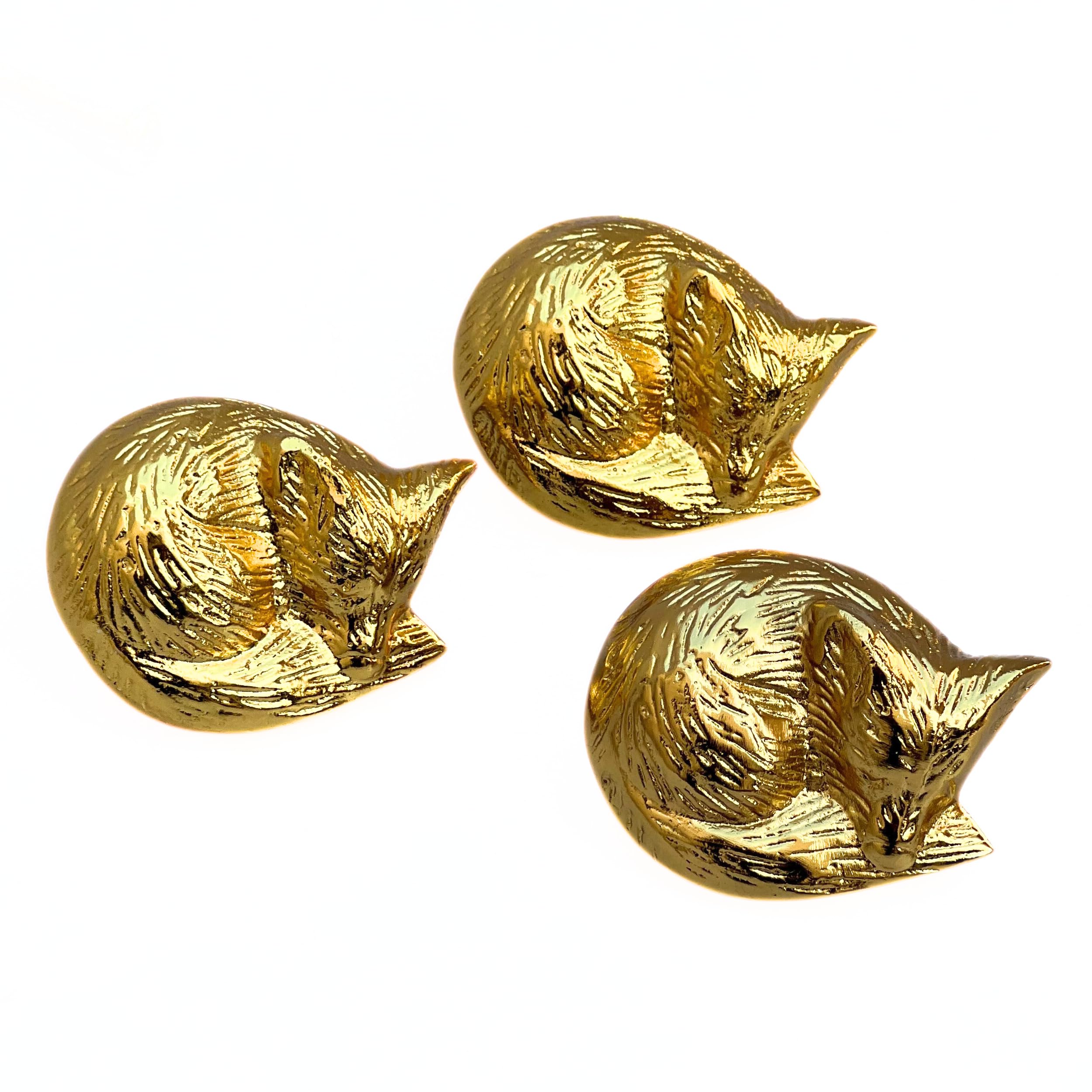 collectiblesBuy Shiny Brass Sleeping Fox Cabinet Knobs – Animal Drawer Pulls for Room, Cupboard, Closet, Dresser & Furniture Hardware | Wood Decor