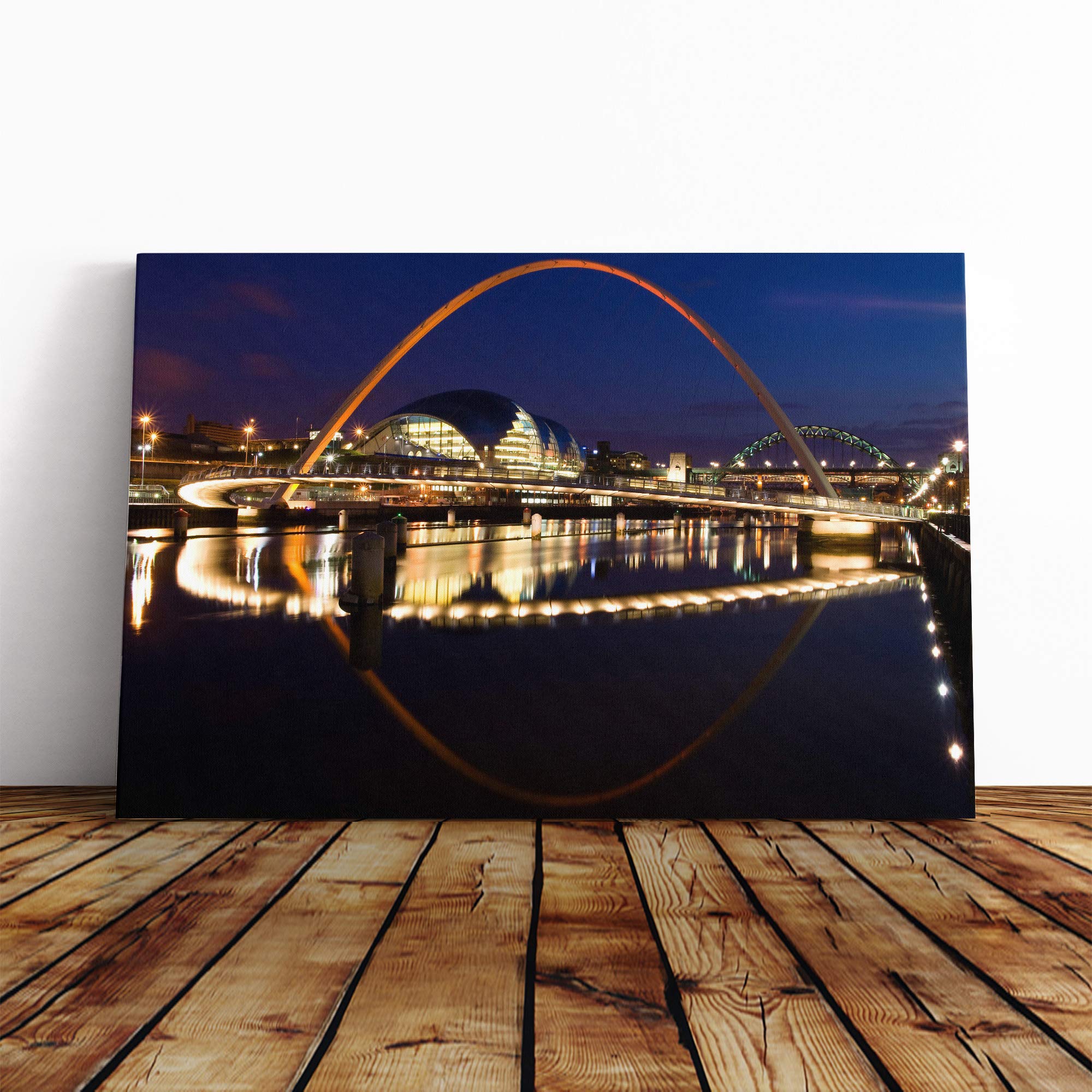 Millennium Bridge Newcastle Canvas Print | Gallery Wrapped 30mm Frame Wall Art | 30x20 inches | Ready to Hang | Modern Cityscape Picture | Living Room Bedroom Lounge Office