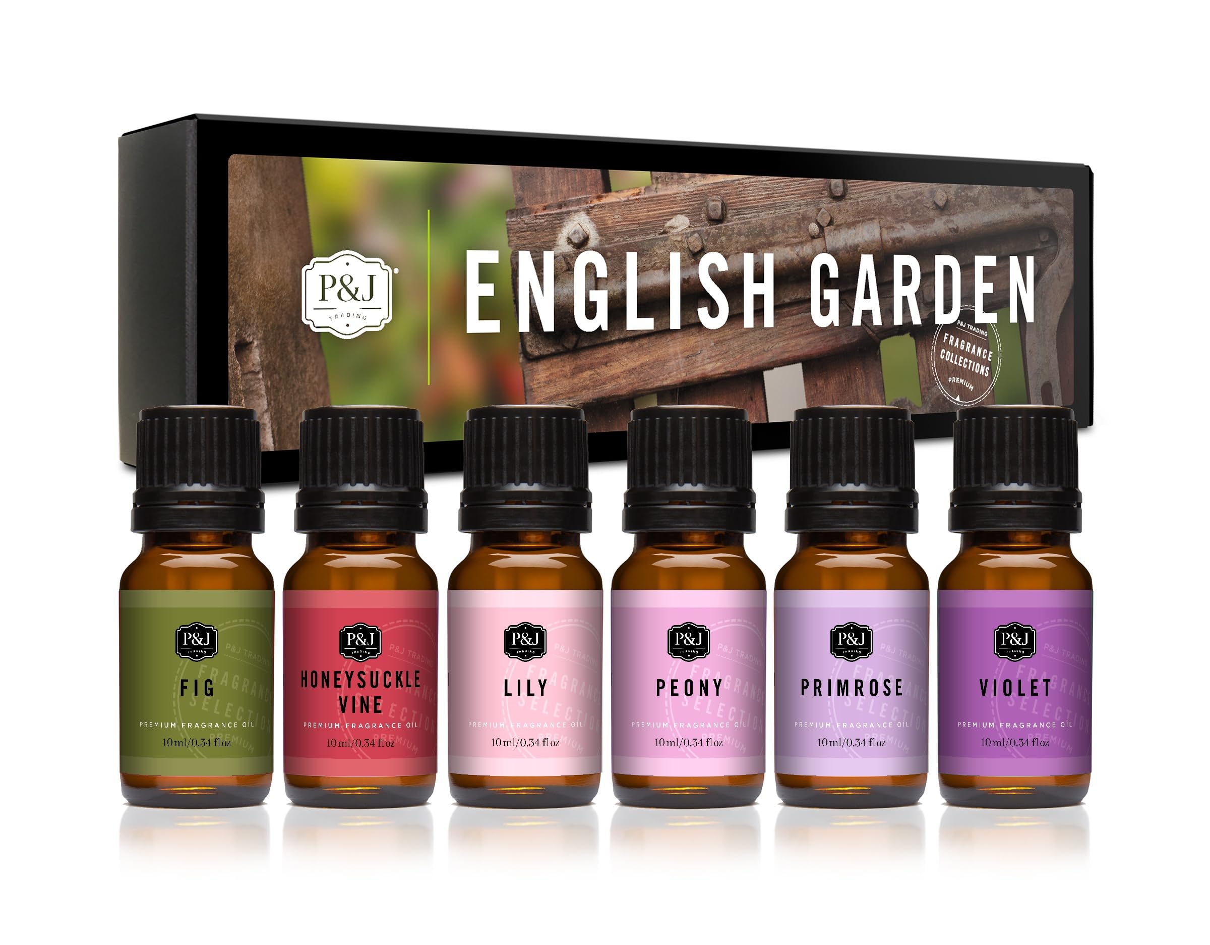 P&J Trading Fragrance Oils for Diffusers for Home English Garden Set Fragrance Scents for Candle Making - Soap Making - Car Diffuser Scents -