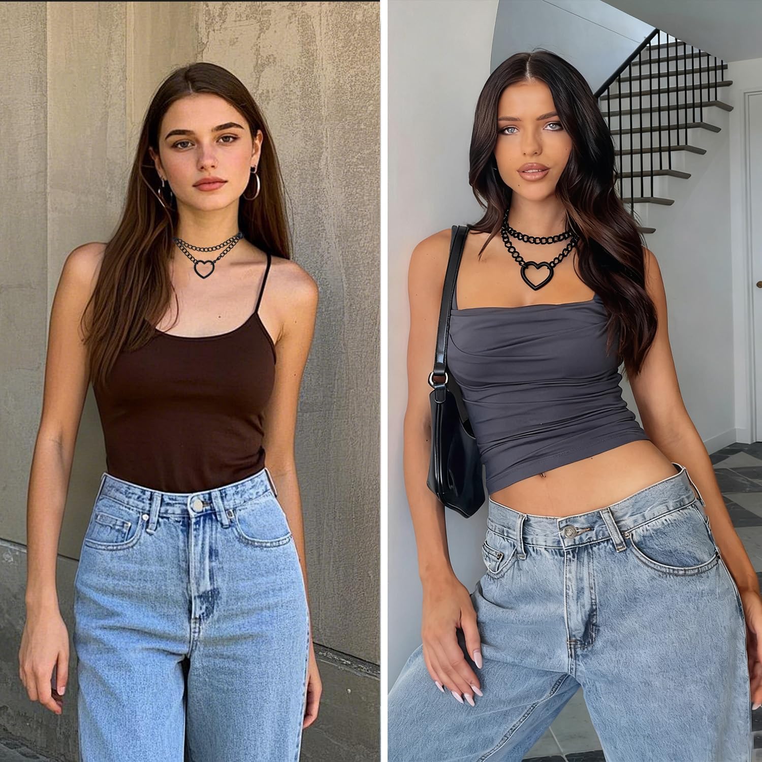 Heart Chain Choker Faux Leather Necklace Black Gothic Pumk Grunge Necklace for Women Adjustable PU Collar Gothic Jewelry Gift for Women Men - Image 6