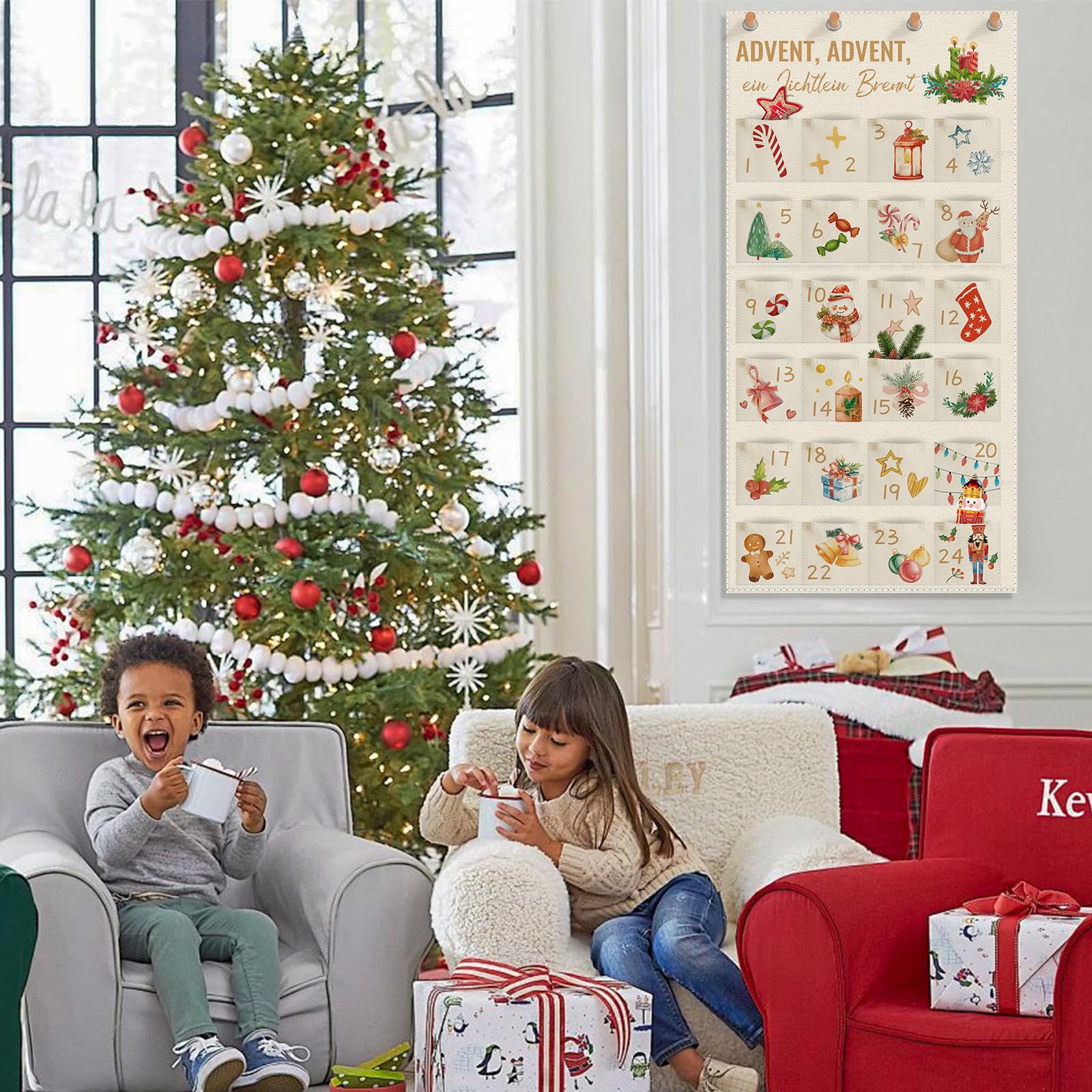 Calendario dell'Avvento in Feltro con 24 Tasche Fai da Te