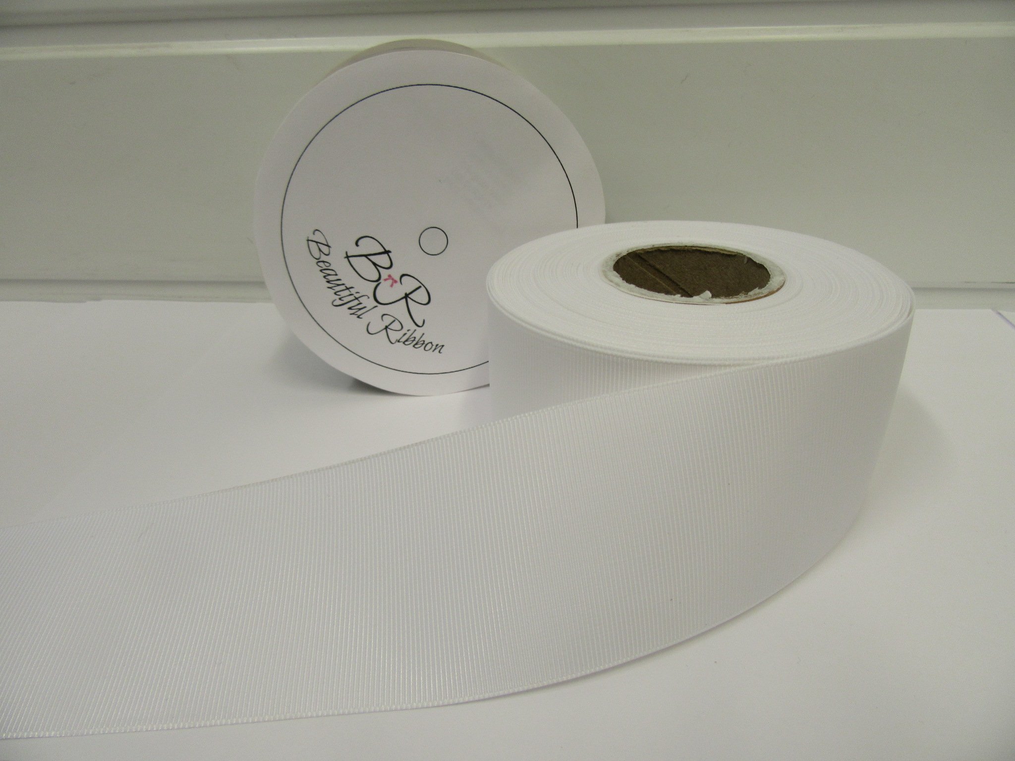 2 metres (Cut from Reel) of 50mm Grosgrain Ribbed Ribbon White Double Sided 50 mm 5cm 2" 2 Inch