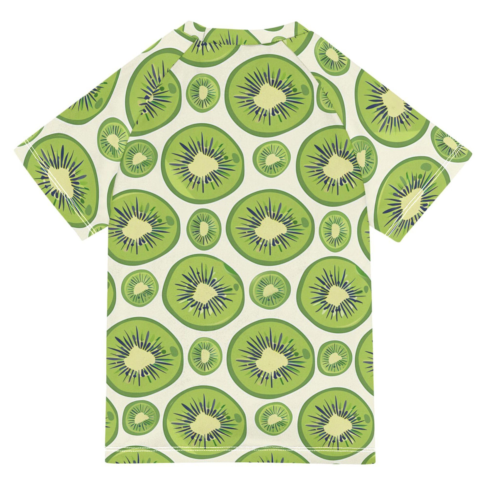 Wudan Cartoon Cute Kiwi Fruits Green Bathing Suit Girls UV Protection Girls Rashguard Swimwears Baseball Shirts for Toddler Boy 5-6T