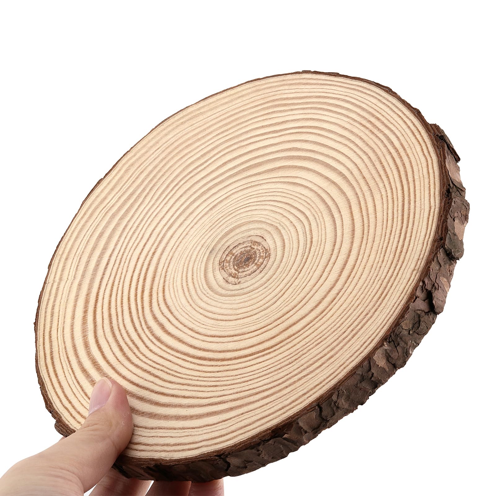 12 fette di legno naturale da 17-18 cm, senza foro, cerchi in legno non finiti per arti, artigianato, fai da te, sottobicchieri, decorazioni, ornamenti natalizi