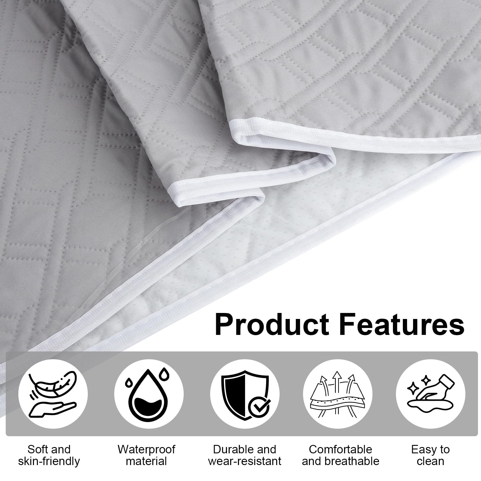 100 x 150 cm - Imperméable - Gris clair - Protection de canapé - Antidérapant - Lavable - Pour les déplacements - Pour canapé, lit, voiture, chiens, chats, animaux domestiques
