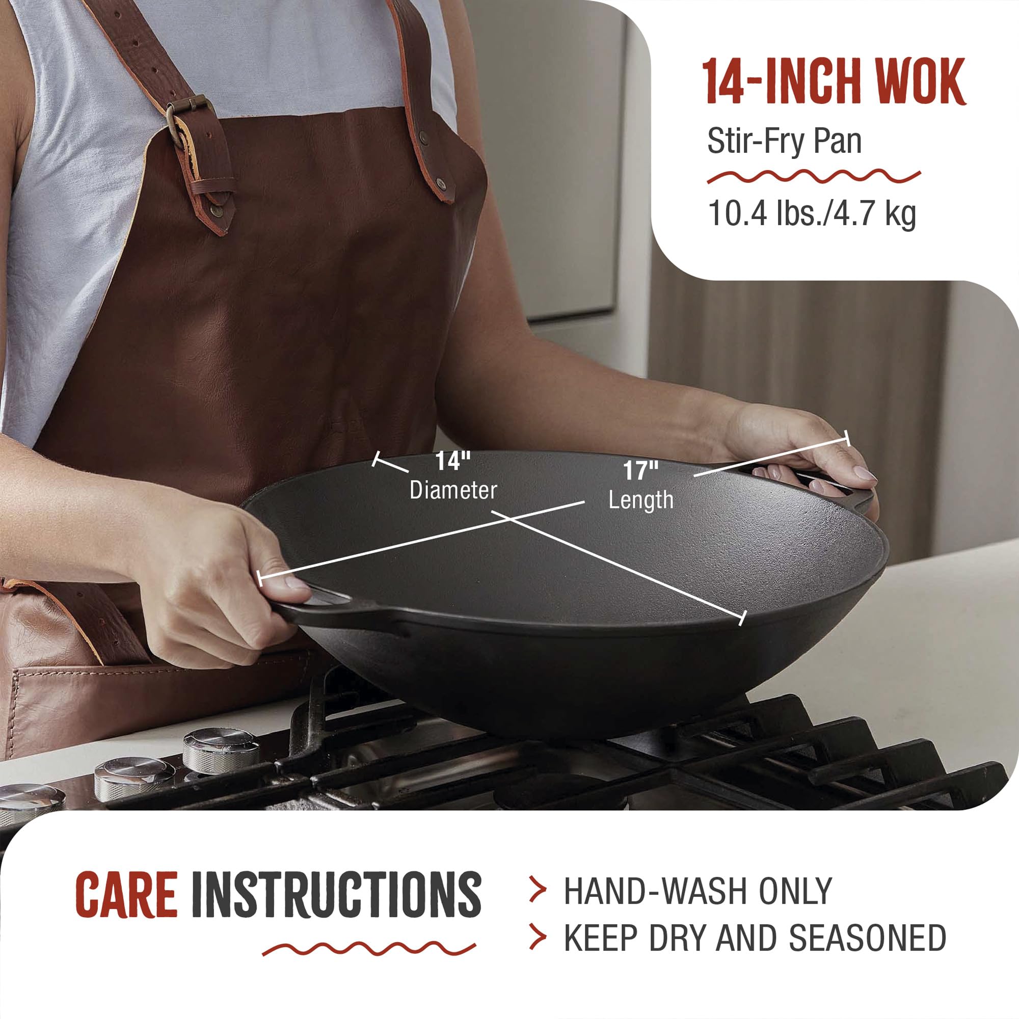 Victoria Wok Indukcyjny emaliowany żeliwo 35,5 cm nadaje się do ognia, grilla, piekarnika, płyty ceramicznej, gazu, patelni żeliwnej, toksyczny bez PTFE i PFOA