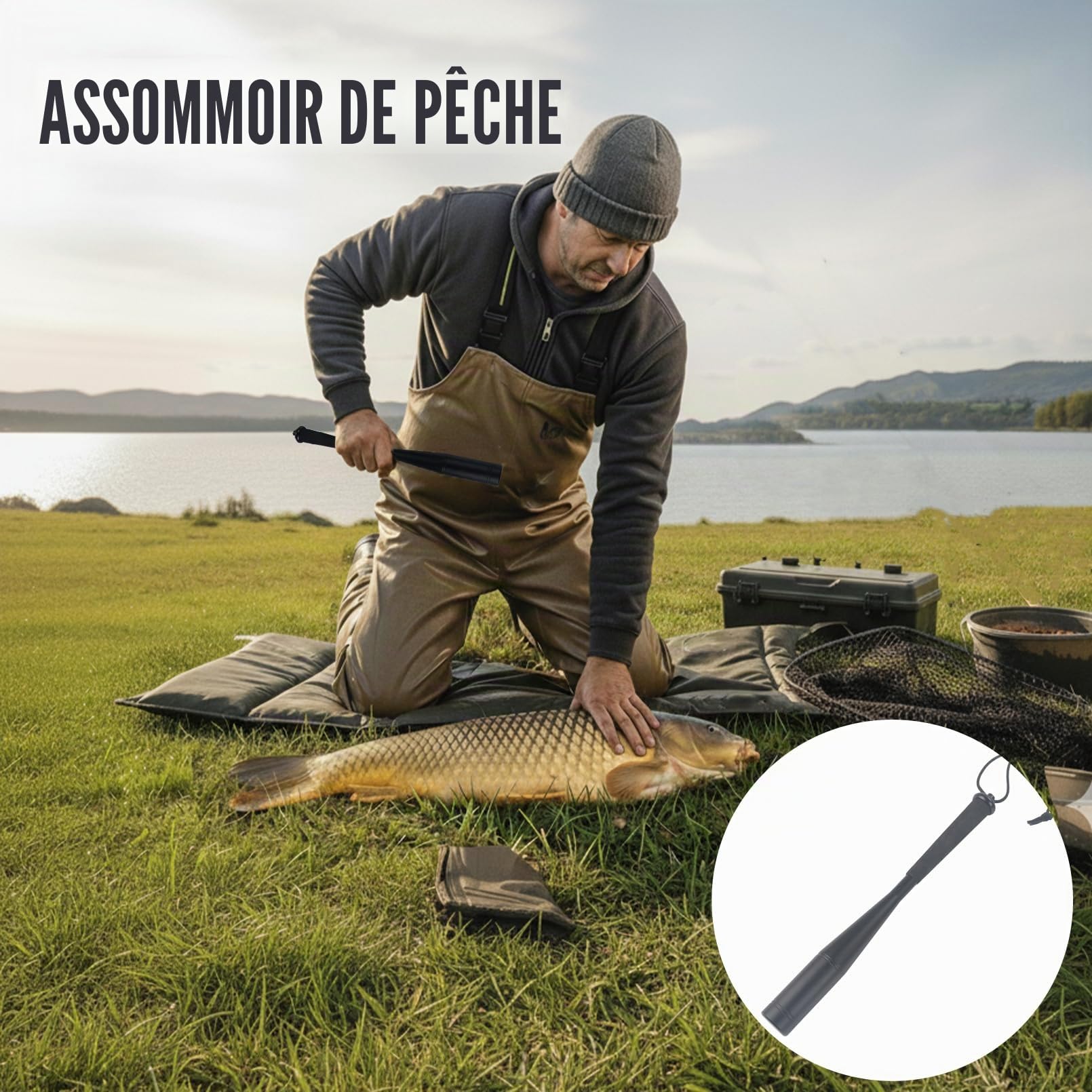 Croch Ensemble d'outils de pêche - Pince de pêche multifonction pour couper, desserrer les crochets, sertir et ouvrir les anneaux - Résistant à la corrosion, poignée antidérapante, tueur de poissons